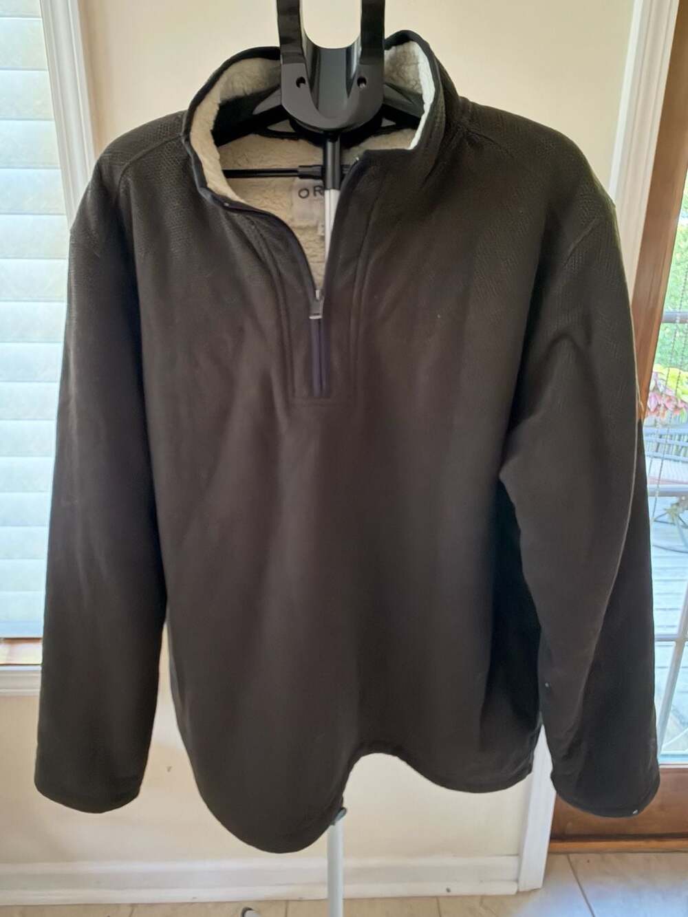 Orvis Men's Waffle Knit Sherpa Lined Quarter Zip Pullover Sweater